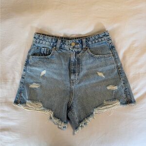 Zara Blue Distressed Jean Shorts